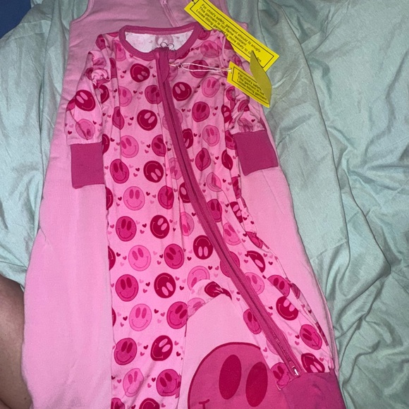 Cheerful Pink Kids Pajama Set with Smiley Faces